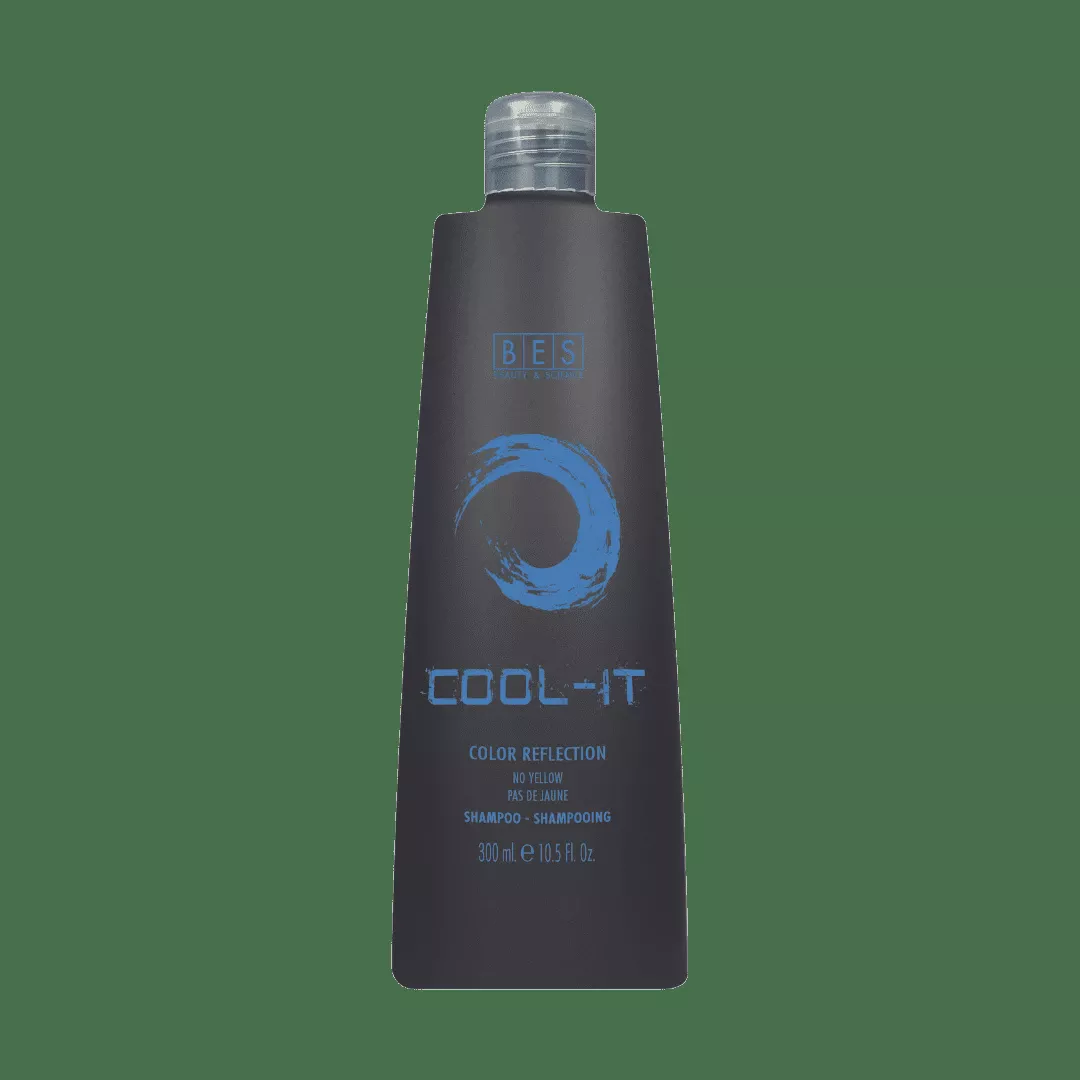 Shampoo bottle with a blue circular logo and 'COOL-IT' text on a dark label, 300 ml (BES brand).